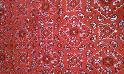 New metallic Bandanna paisley design 4 Way Stretch 58/60” Sold by the YD. Ships worldwide from Los Angeles California USA.