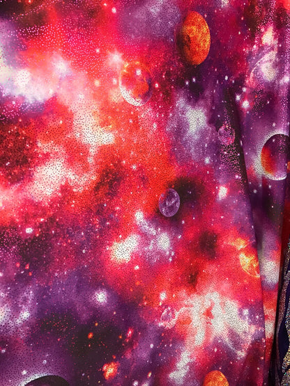 Galaxy on nylon spandex with glitter all over 58/60" 4way stretch Sold by the yd ships worldwide from Los Angeles California USA