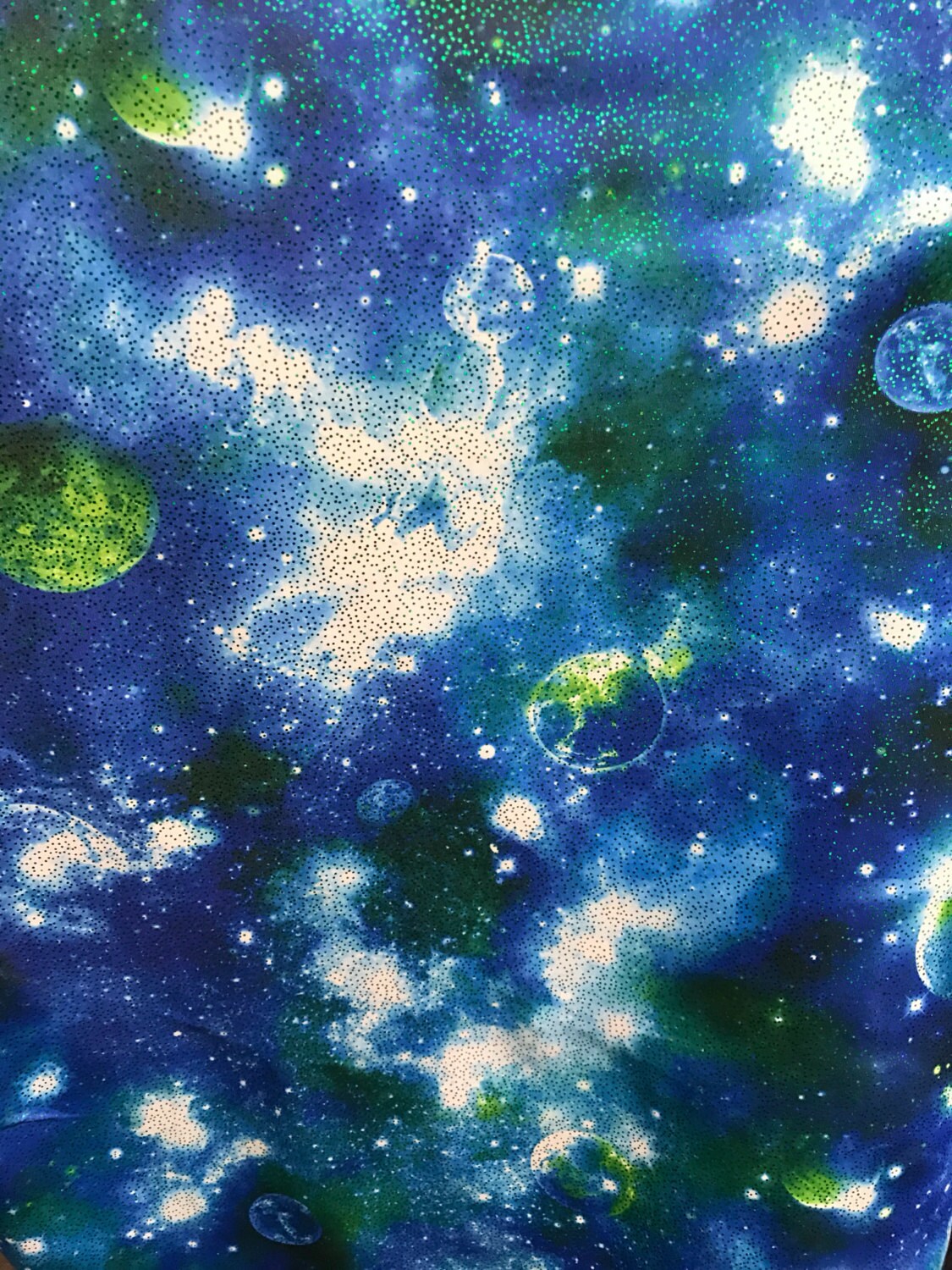 Galaxy on nylon spandex with glitter all over 58/60" 4way stretch Sold by the yd ships worldwide from Los Angeles California USA