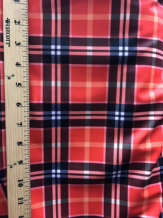 Plaid design print on nylon spandex 4way Stretch 58/60" sold by the yd. Ships worldwide from Los Angeles California United States.