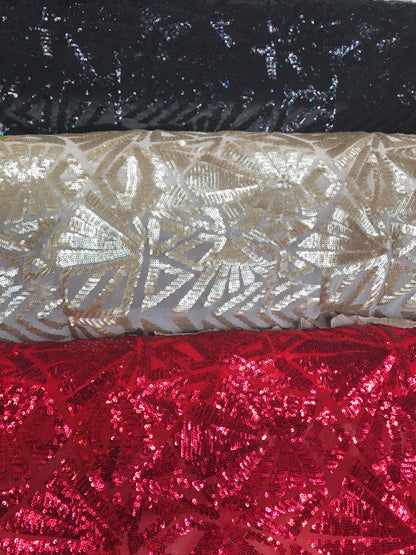 Three Dimensional16 glitz sequins on spandex mesh base 58/60"