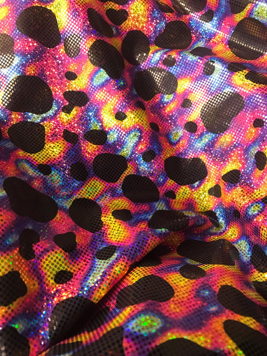 Nylon Spandex 4 way hologram lava print 58/60" Sold by the yd. Ships worldwide from Los Angeles CA