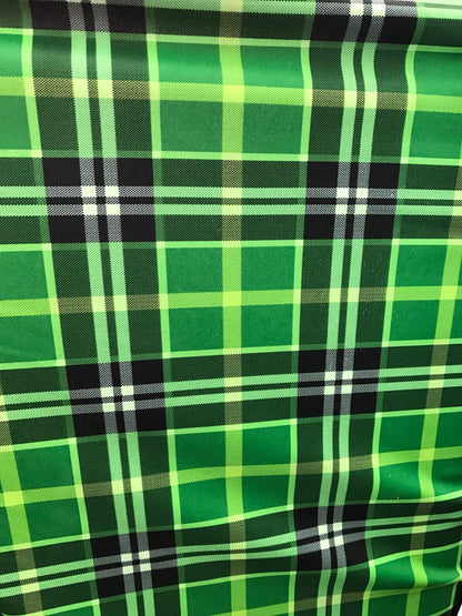 NEW Plaid green design print on nylon spandex 4way stretch 58/60" Sold by the YD. Ships worldwide from Los Angeles California USA.