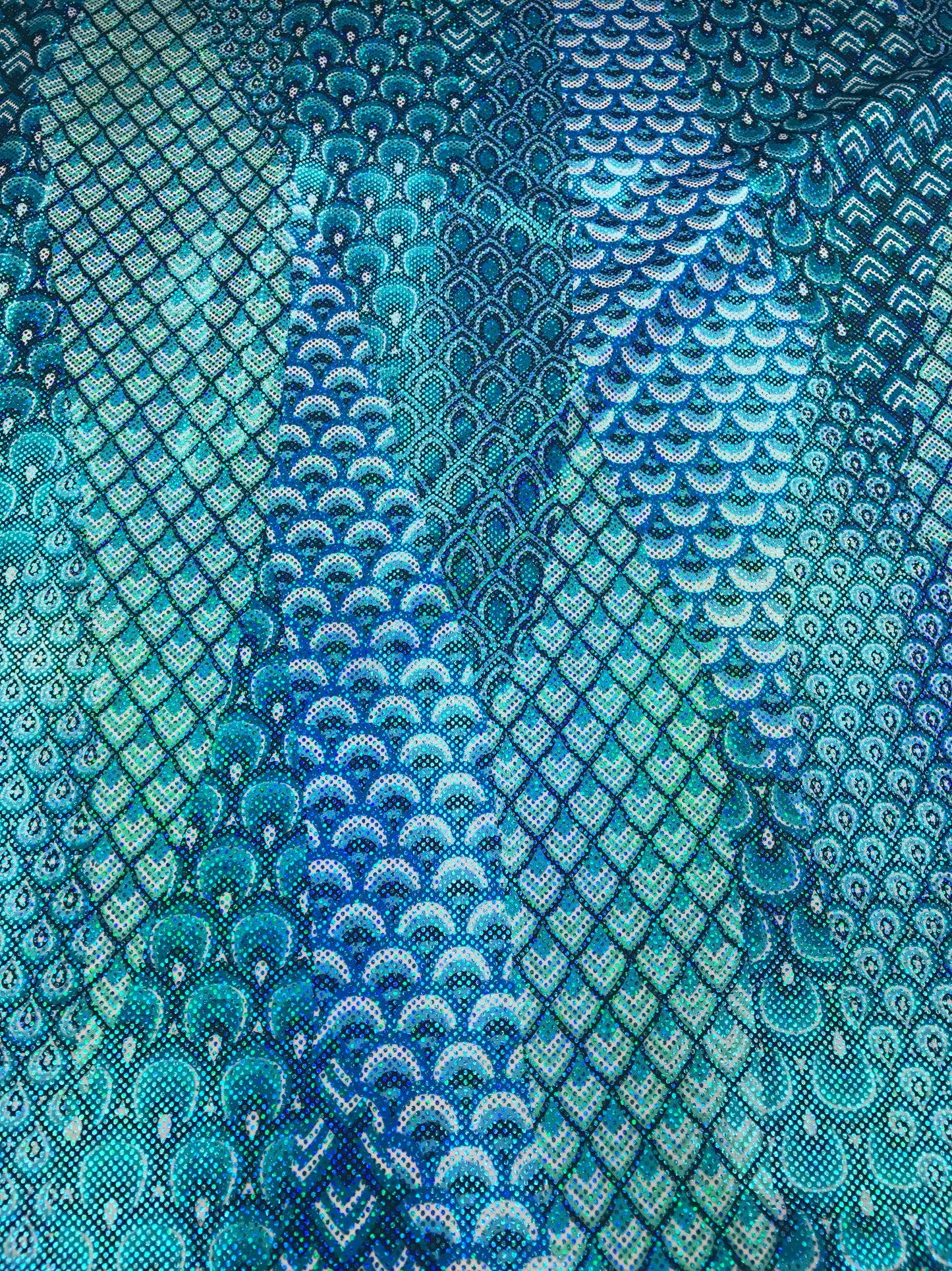 NEW peacock design nylon spandex Hologram spandex 4way Stretch 58/60" Sold bu the YD. Ships worldwide from Los Angeles California USA