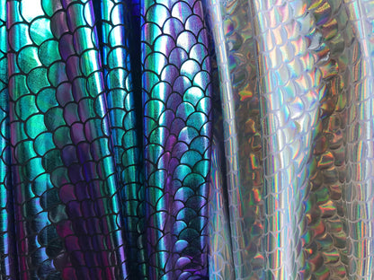 Mermaid Iridescent fish scales hologram metallic on nylon spandex 4way Stretch 58/60" Sold by the YD. Ships worldwide from Los Angeles CA