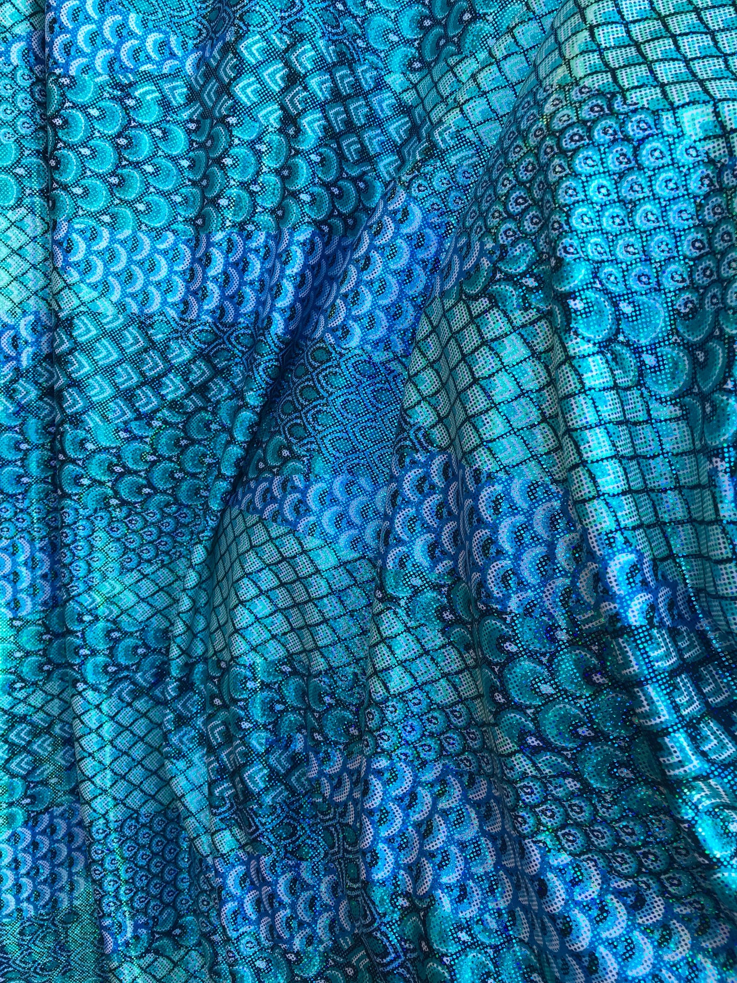 NEW peacock design nylon spandex Hologram spandex 4way Stretch 58/60" Sold bu the YD. Ships worldwide from Los Angeles California USA