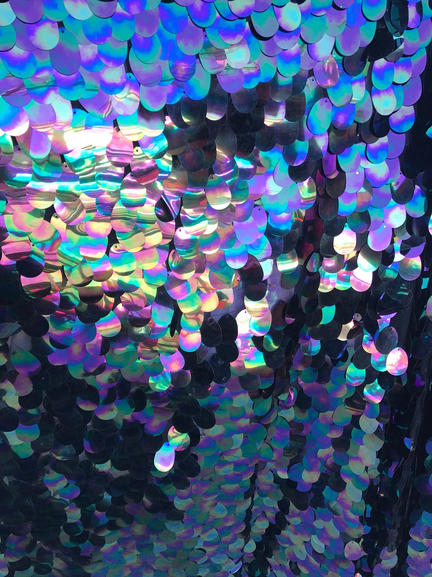 NEW Sequins jumbo size tear drop sequins on stretch mesh 2way stretch 56/58" Sold by the YD. Ships worldwide from Los Angeles California.