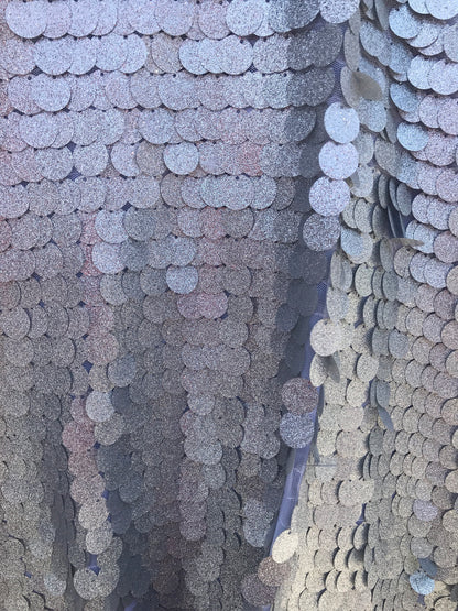 NEW paillette sequins 20mm glitter metallic on stretch mesh 2way 58/60" Sold by the YD. Ships worldwide from Los Angeles California USA