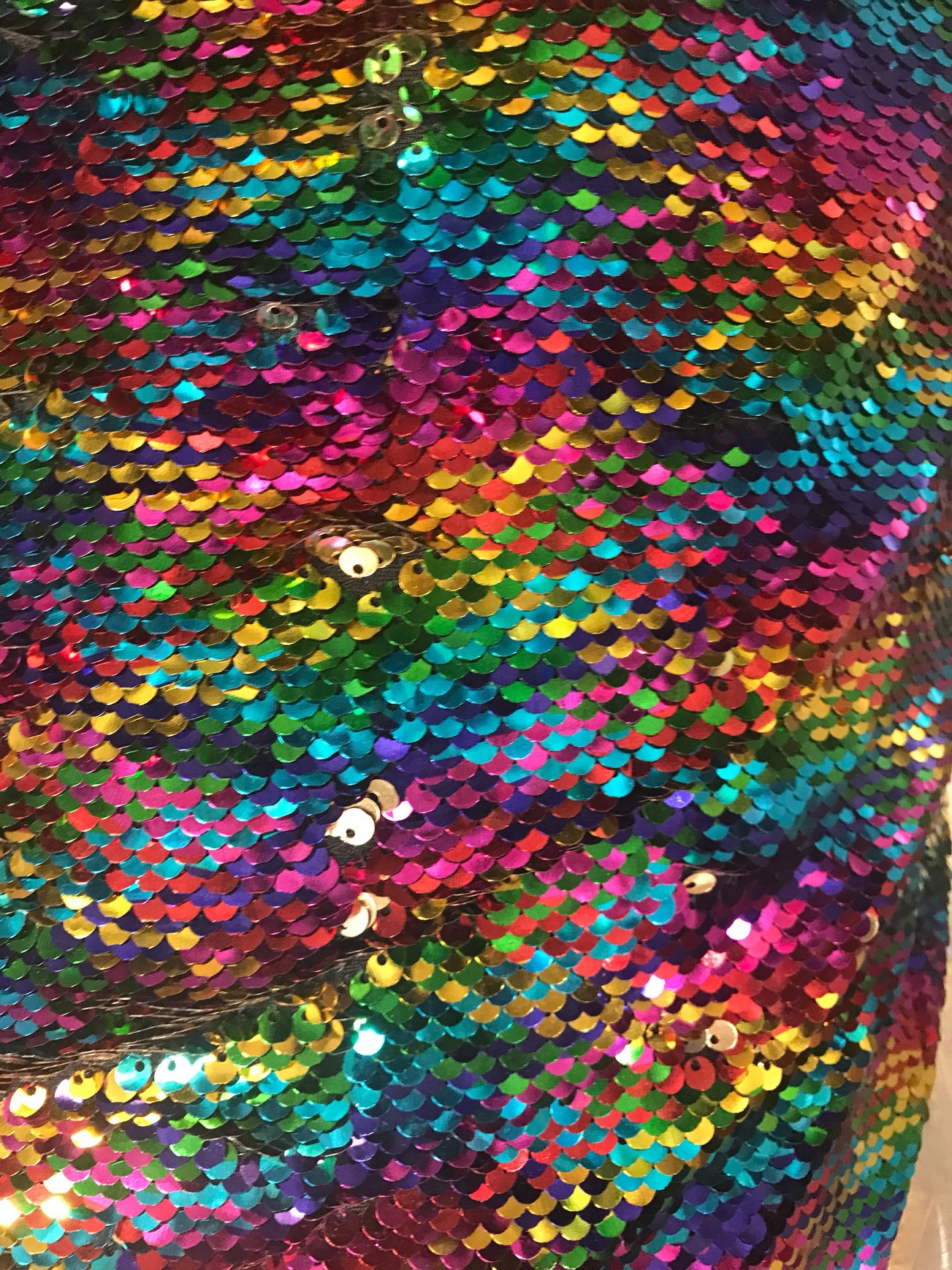 New flip up sequins diamond design multicolor 2tone reversible sequins on spandex base 2way stretch 58/60" Sold by the YD. Ships worldwide.