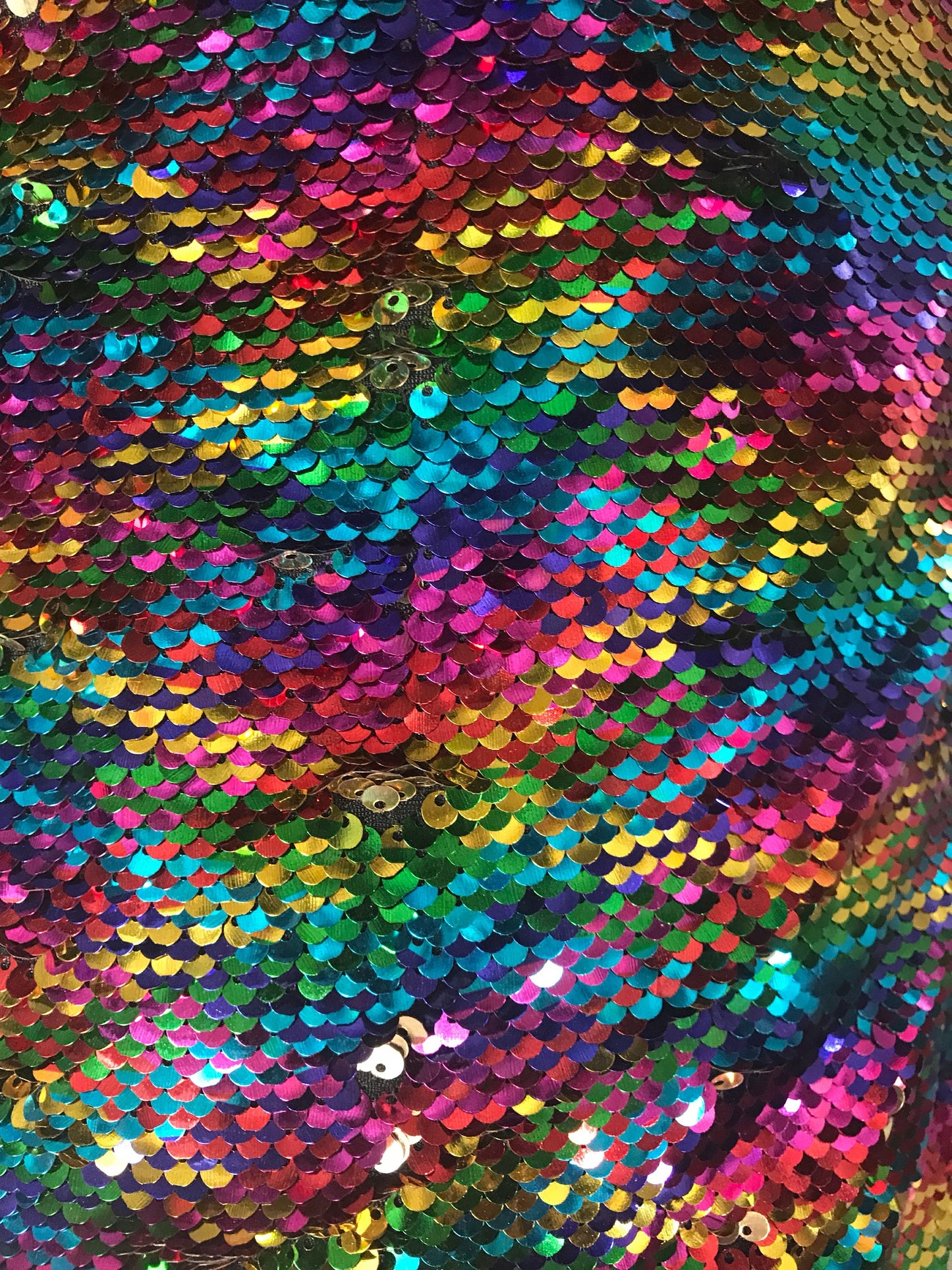 New flip up sequins diamond design multicolor 2tone reversible sequins on spandex base 2way stretch 58/60" Sold by the YD. Ships worldwide.