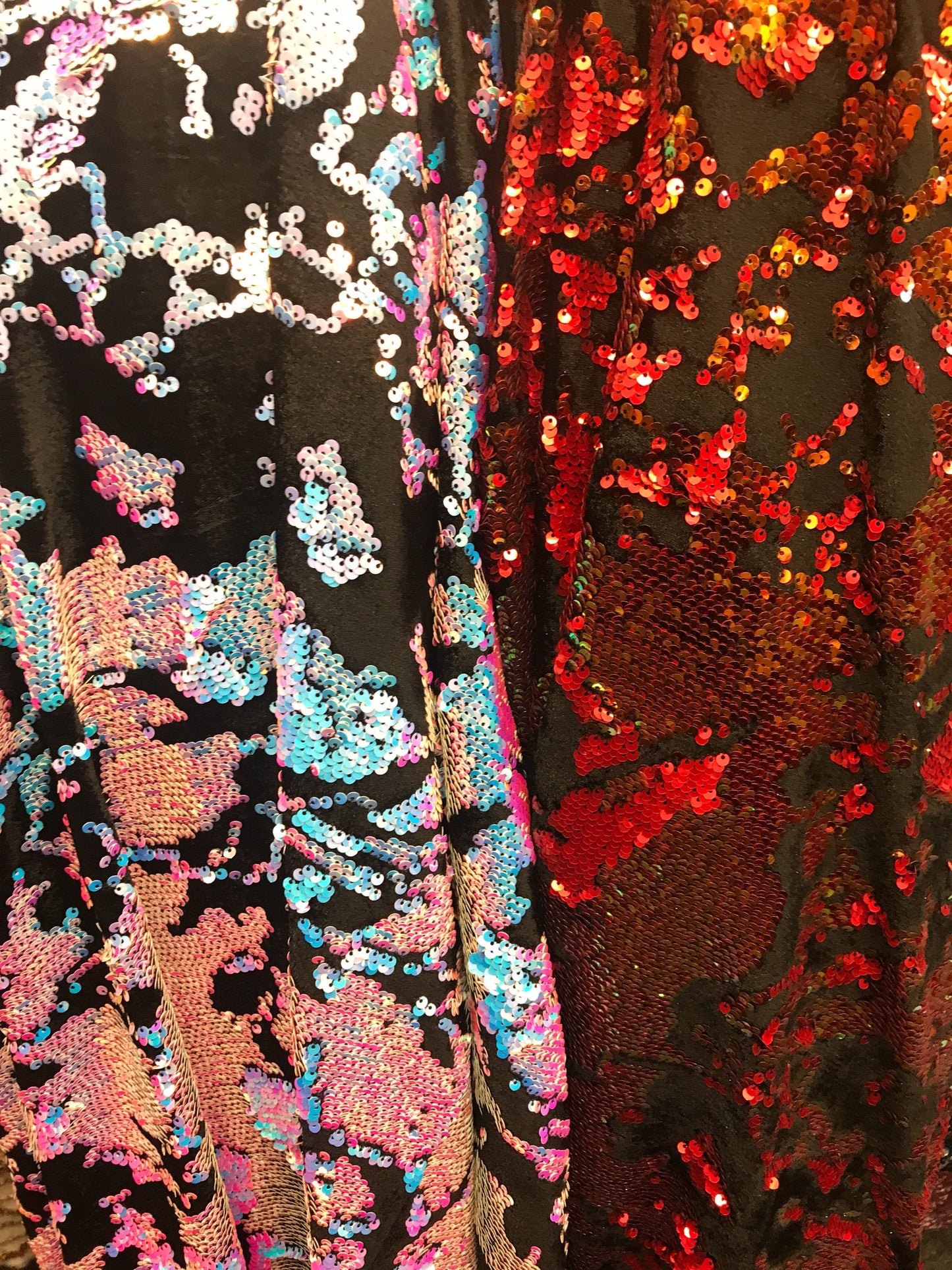 New stretch velvet with iridescent sequins 2way stretch 58/60" Sold by the yd. ships worldwide from Los Angeles California USA