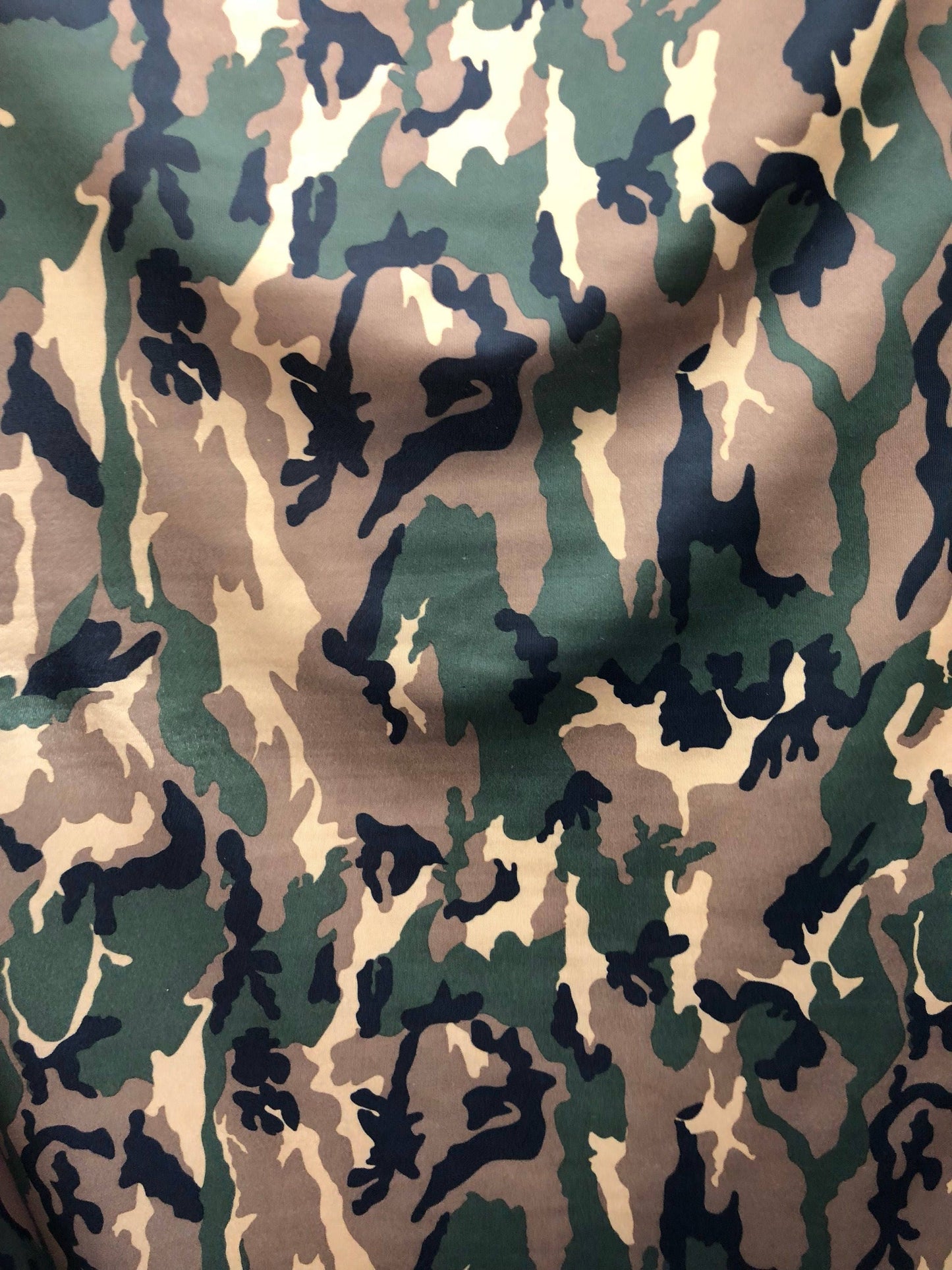 Camouflage design on nylon spandex 4way stretch 58/60" Sils by the YD. Ships worldwide from Los Angeles California USA