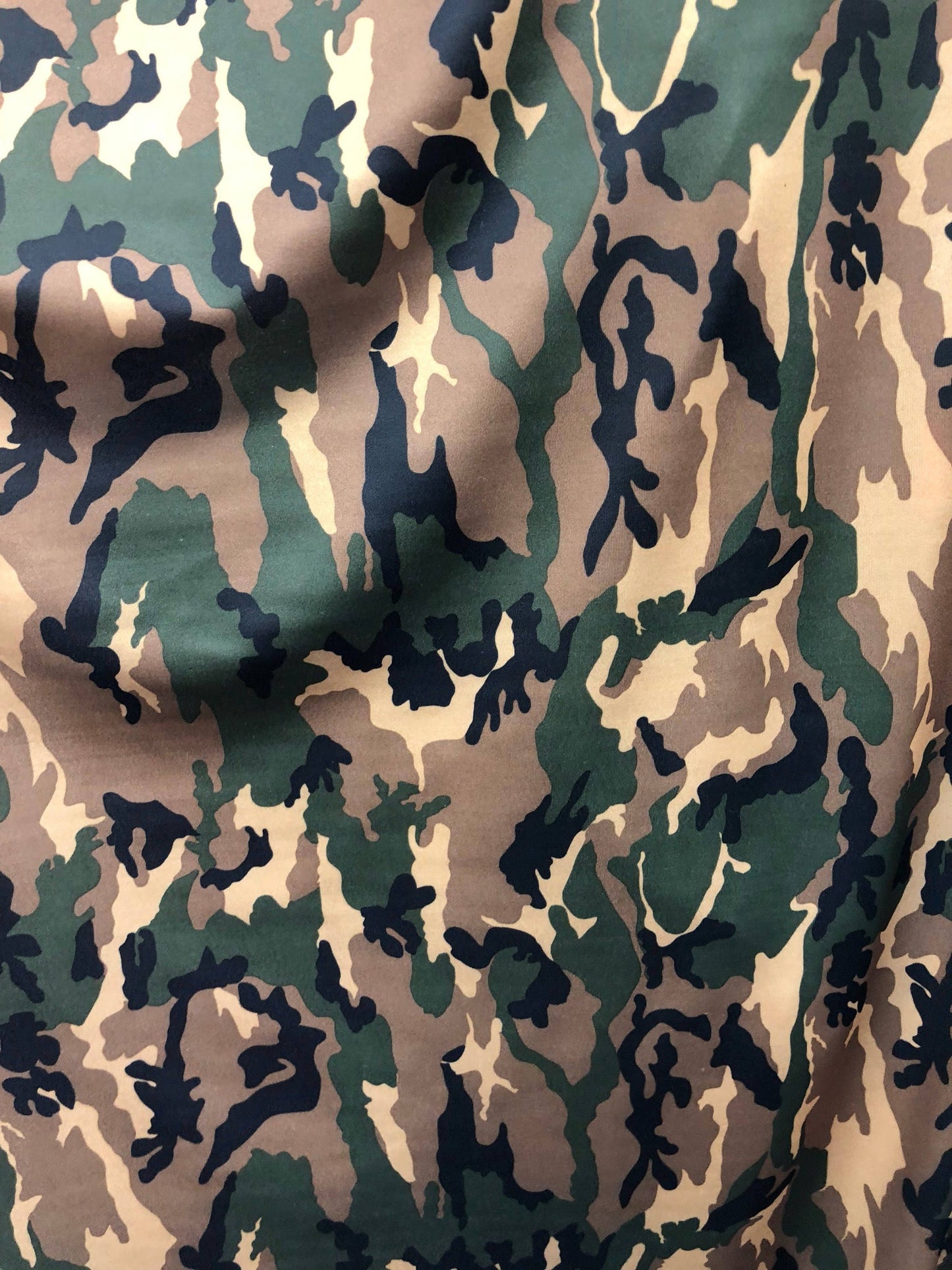 Camouflage design on nylon spandex 4way stretch 58/60" Sils by the YD. Ships worldwide from Los Angeles California USA