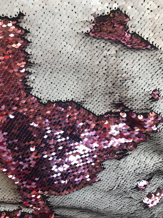 New dusty rose/beige flip up sequins on spandex base reversible sequins 2 tone 58/60" Sold by the YD. Ships worldwide from Los Angeles CA.