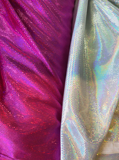 New heavy stretch velvet with iridescent foil dots 4way stretch 58/60" Sold by the YD. ships worldwide from Los Angeles California USA