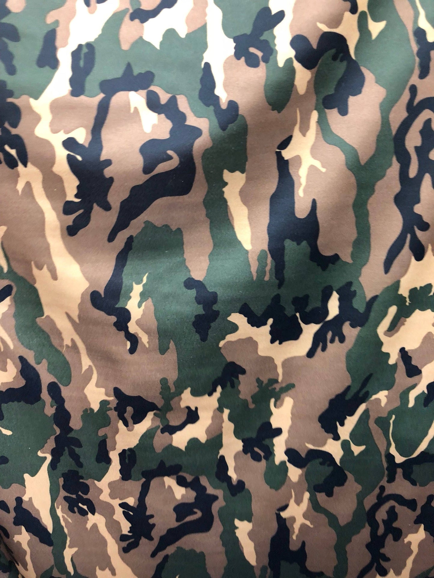 Camouflage design on nylon spandex 4way stretch 58/60" Sils by the YD. Ships worldwide from Los Angeles California USA