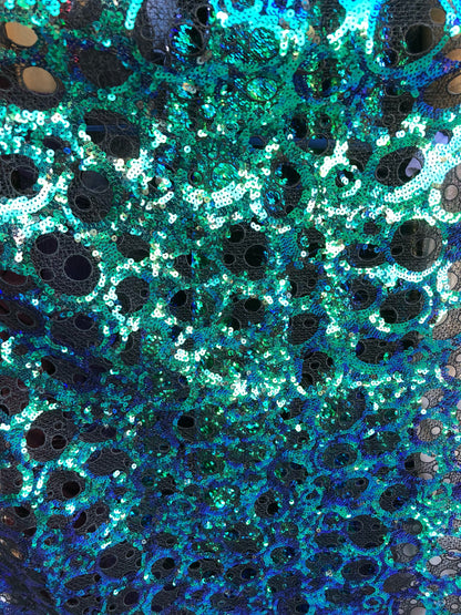 New lace with sequins oval design iridescent peacock color non Stretch 50/52" Sold by ghe YD. Ships worldwide from Los Ángeles CA USA