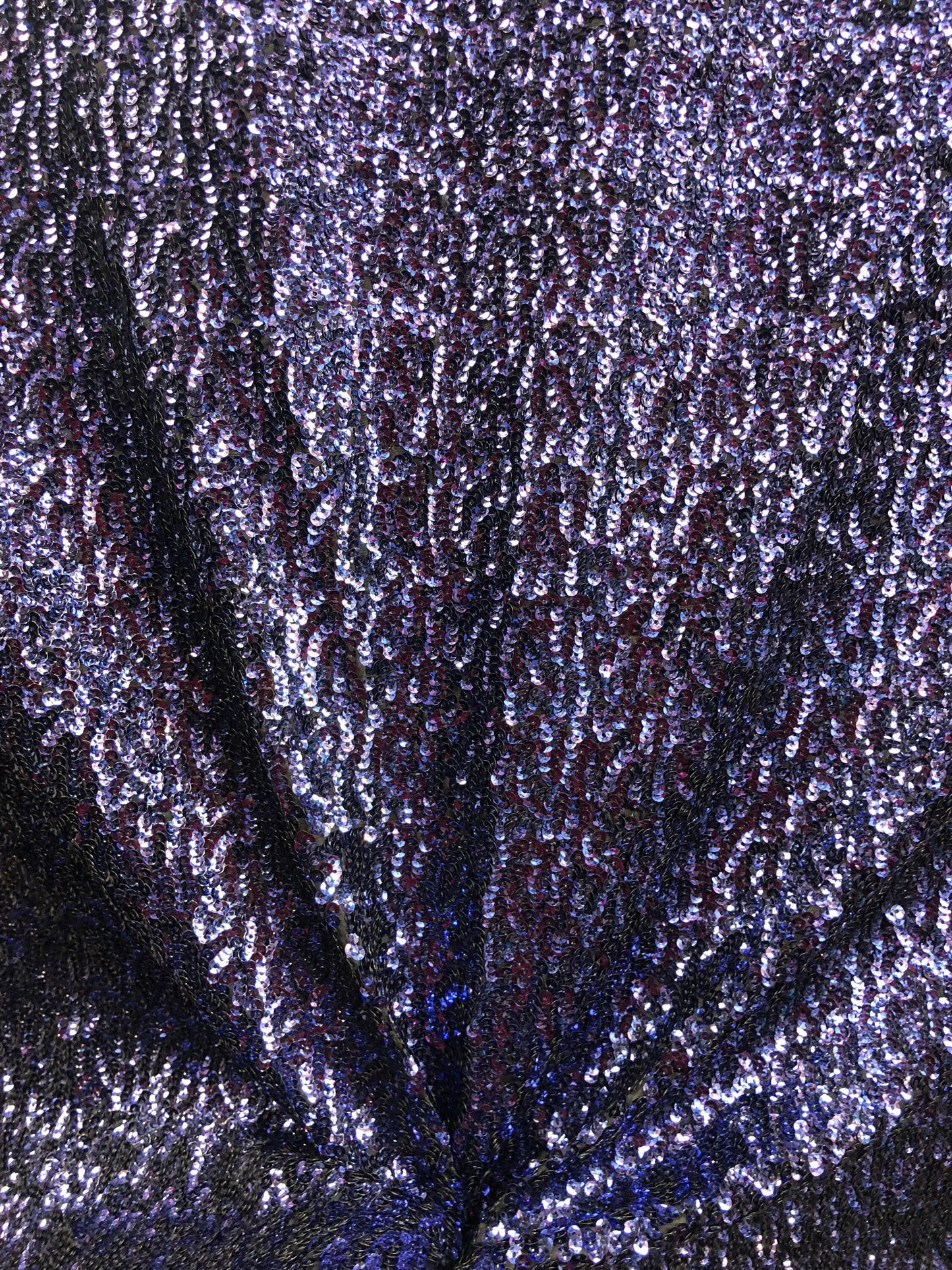 New midnight blue triple sequins overlapping in spandex base 2way Stretch 58/60" Sold by the YD. ships worldwide from Los Angeles CA USA.