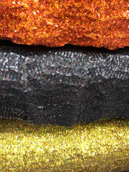 New mini glitz sequins on heavy spandex base 4 way stretch 58/60" Sold by the YD. Ships worldwide from Los Angeles California USA.