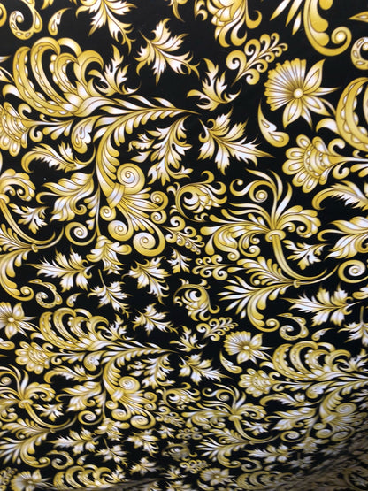 New print heavy nylon spandex Victorian design 4way Stretch 58/60" Sold by the YD. Ships worldwide from Los Angeles California USA.