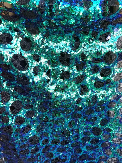 New lace with sequins oval design iridescent peacock color non Stretch 50/52" Sold by ghe YD. Ships worldwide from Los Ángeles CA USA