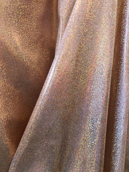 New foggy foil hologram metallic spandex blush color 4way Stretch 58/60" Sold by the YD. Ships worldwide from Los Angeles California USA.