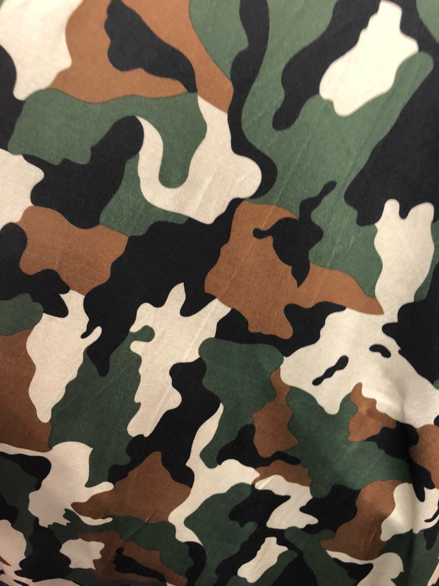 New camouflage design nylon spandex 4way Stretch 58/60" Sold by the YD. Ships worldwide from Los Angeles California USA