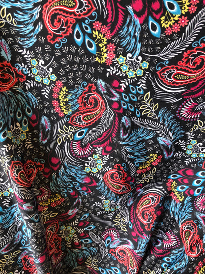 New nylon spandex paisley design print 4 way stretch 58/60" Sold by the YD. Ships worldwide from Los Angeles California USA