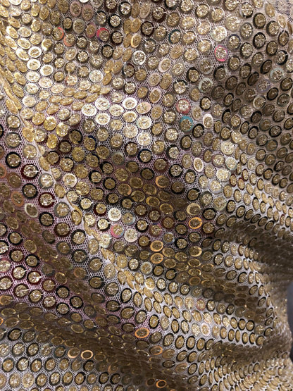 New diamond sequins holo 3mm embossed on stretch mesh 2way 50/52" Sold by the YD. Ships Worldwide from Los Angeles California USA.