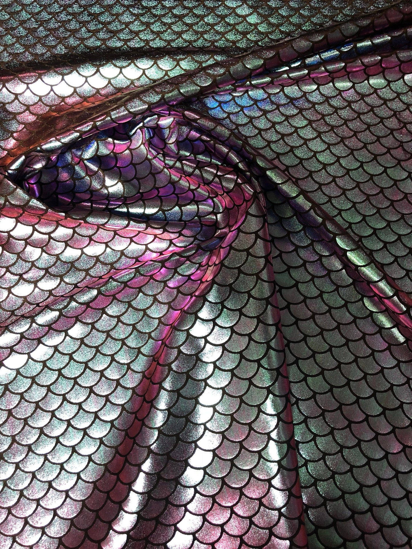 Mew mermaid iridescent foil blue/purple nylon spandex 4way Stretch 58/60" Sold by the YD. Ships Worldwide from Los Angeles California USA