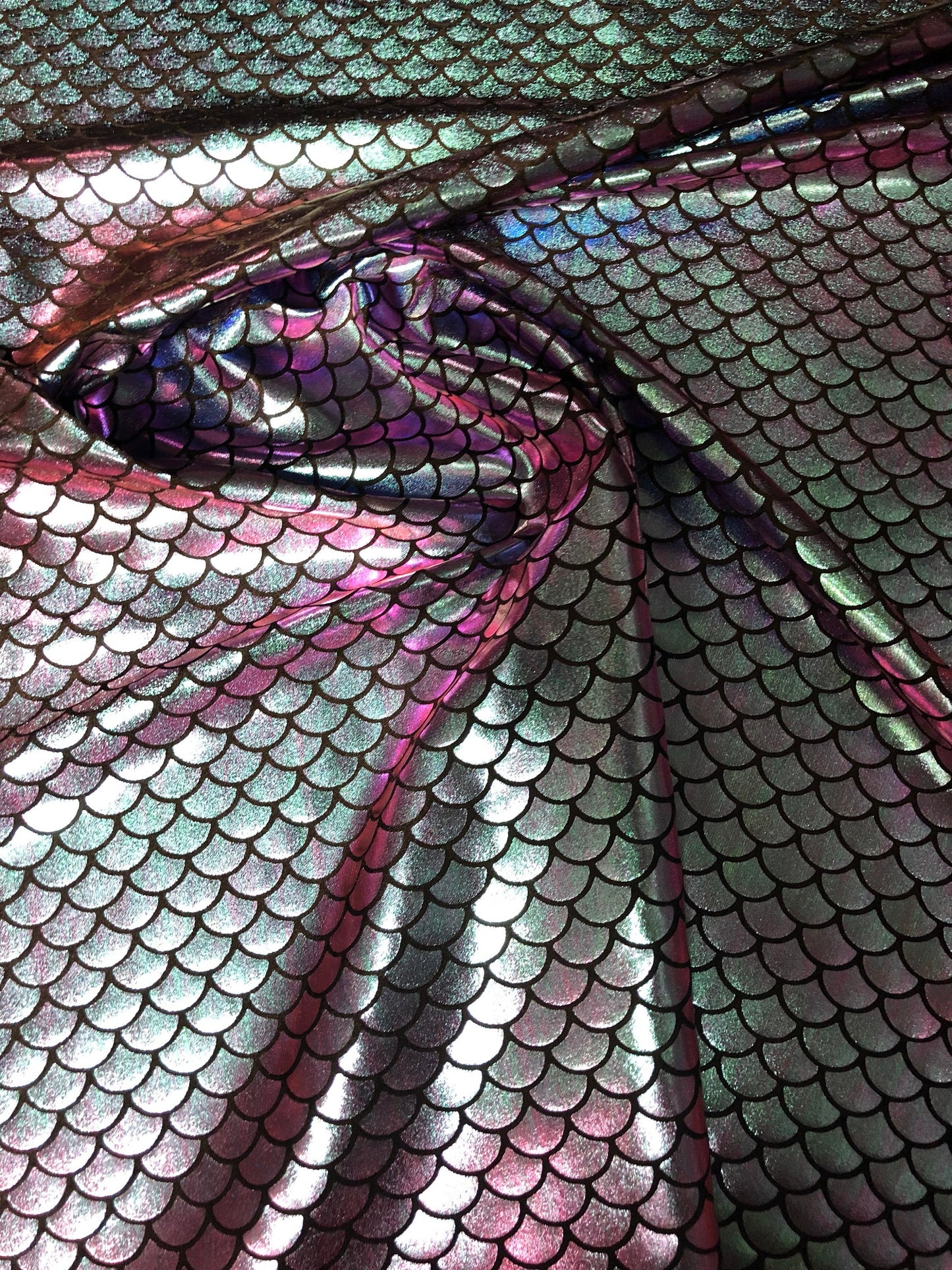 Mew mermaid iridescent foil blue/purple nylon spandex 4way Stretch 58/60" Sold by the YD. Ships Worldwide from Los Angeles California USA