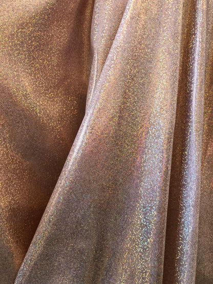 New foggy foil hologram metallic spandex blush color 4way Stretch 58/60" Sold by the YD. Ships worldwide from Los Angeles California USA.