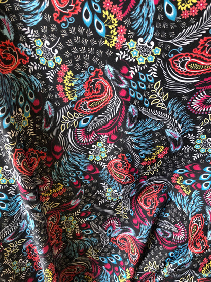 New nylon spandex paisley design print 4 way stretch 58/60" Sold by the YD. Ships worldwide from Los Angeles California USA