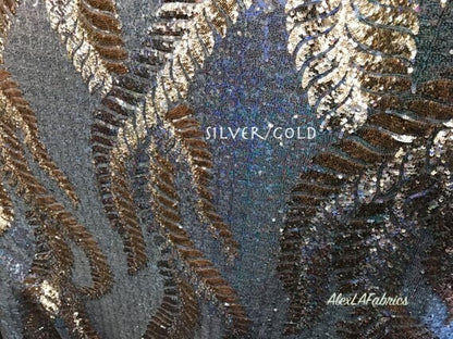 Long leaf glitz sequins two tone  on mesh base 58/60" Sold by the yd Ships worldwide from Los Angeles CA USA