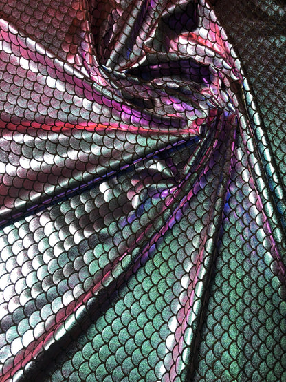 Mew mermaid iridescent foil blue/purple nylon spandex 4way Stretch 58/60" Sold by the YD. Ships Worldwide from Los Angeles California USA