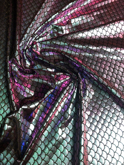 Mew mermaid iridescent foil blue/purple nylon spandex 4way Stretch 58/60" Sold by the YD. Ships Worldwide from Los Angeles California USA