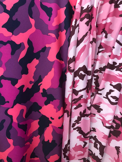 Heavy print nylon spandex camouflage design 4way stretch 58/60" Sold by the YD. Ships worldwide from Los Angeles California USA.