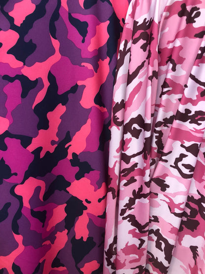 Heavy print nylon spandex camouflage design 4way stretch 58/60" Sold by the YD. Ships worldwide from Los Angeles California USA.