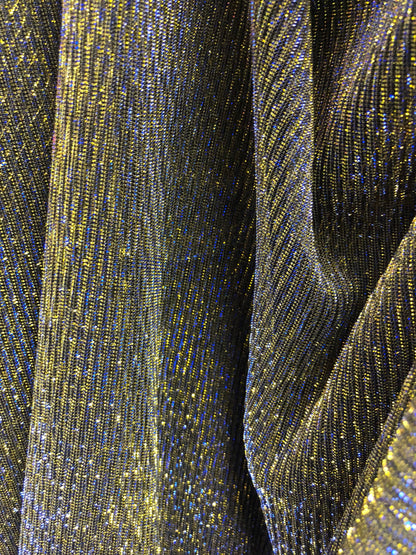 New metallic mesh gold/royal 4way stretch 58/60" Sold by the YD. Ships worldwide from Los Ángeles California USA.