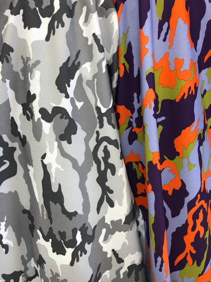 New heavy nylon spandex print camuflaje design 4way stretch 58/60" Sold by the YD. Ships worldwide from Los Angeles California USA.