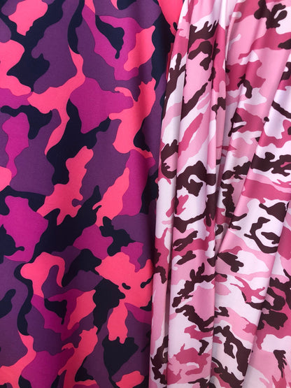 Heavy print nylon spandex camouflage design 4way stretch 58/60" Sold by the YD. Ships worldwide from Los Angeles California USA.