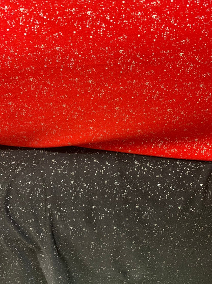 Metallic sparkles nylon spandex black & red 4way stretch 58/60" Sold by the YD. Ships worldwide from Los Angeles California USA