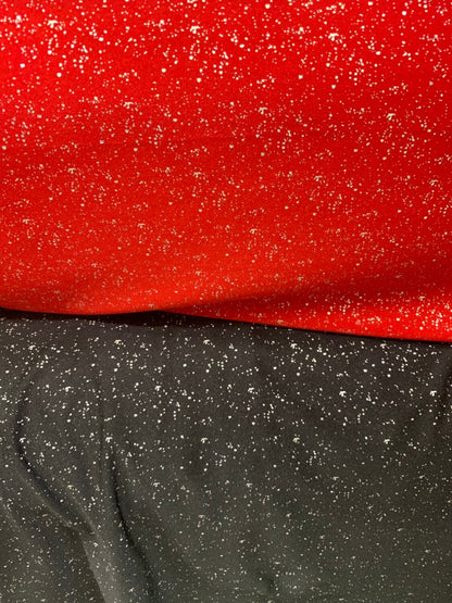 Metallic sparkles nylon spandex black & red 4way stretch 58/60" Sold by the YD. Ships worldwide from Los Angeles California USA