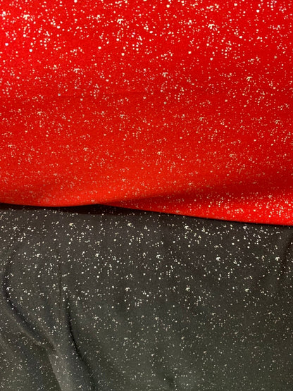 Metallic sparkles nylon spandex black & red 4way stretch 58/60" Sold by the YD. Ships worldwide from Los Angeles California USA