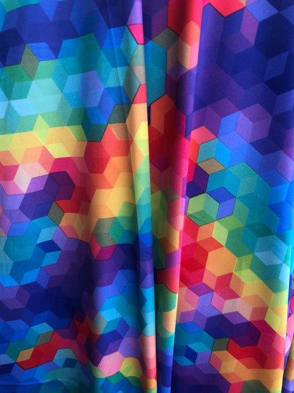 Heavy print nylon spandex pixel 3D abstract design 4way stretch 58/60" Sold by the YD. Ships worldwide from Los Angeles California USA