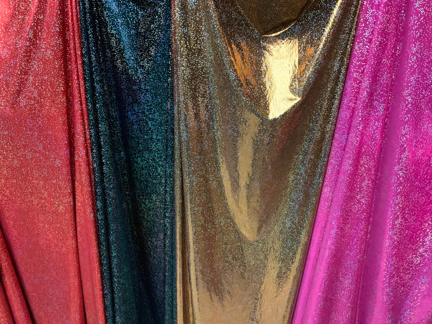 Sparkle 2 times foggy hologram foil 4way stretch 58/60" Sold by the YD. Ships worldwide from Los Angeles California USA.