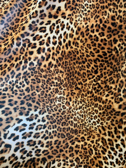 Leopard design print on good quality stretch velvet 4way 58/60" Sold by the YD. Ships worldwide from Los Angeles California USA.