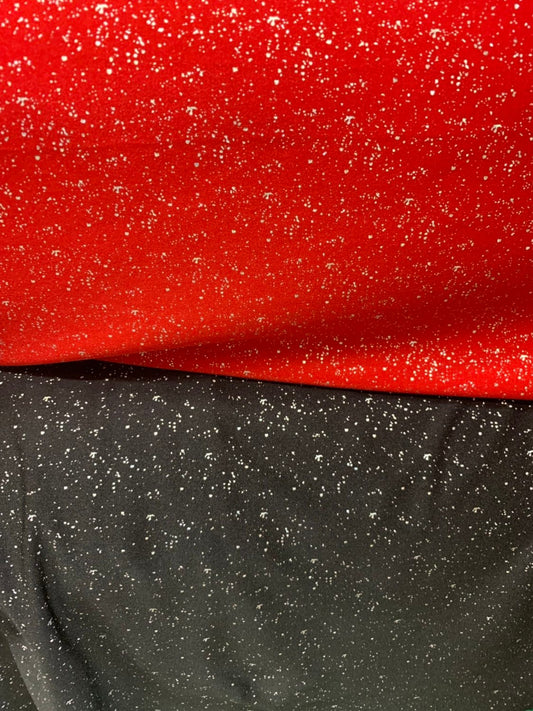 Metallic sparkles nylon spandex black & red 4way stretch 58/60" Sold by the YD. Ships worldwide from Los Angeles California USA