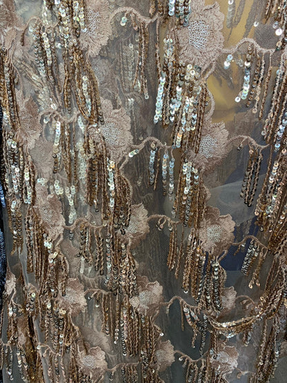 New embroidered hologram sequins fringe design 2way stretch 58/60" Sold by the YD. Ships worldwide from Los Angeles California USA.