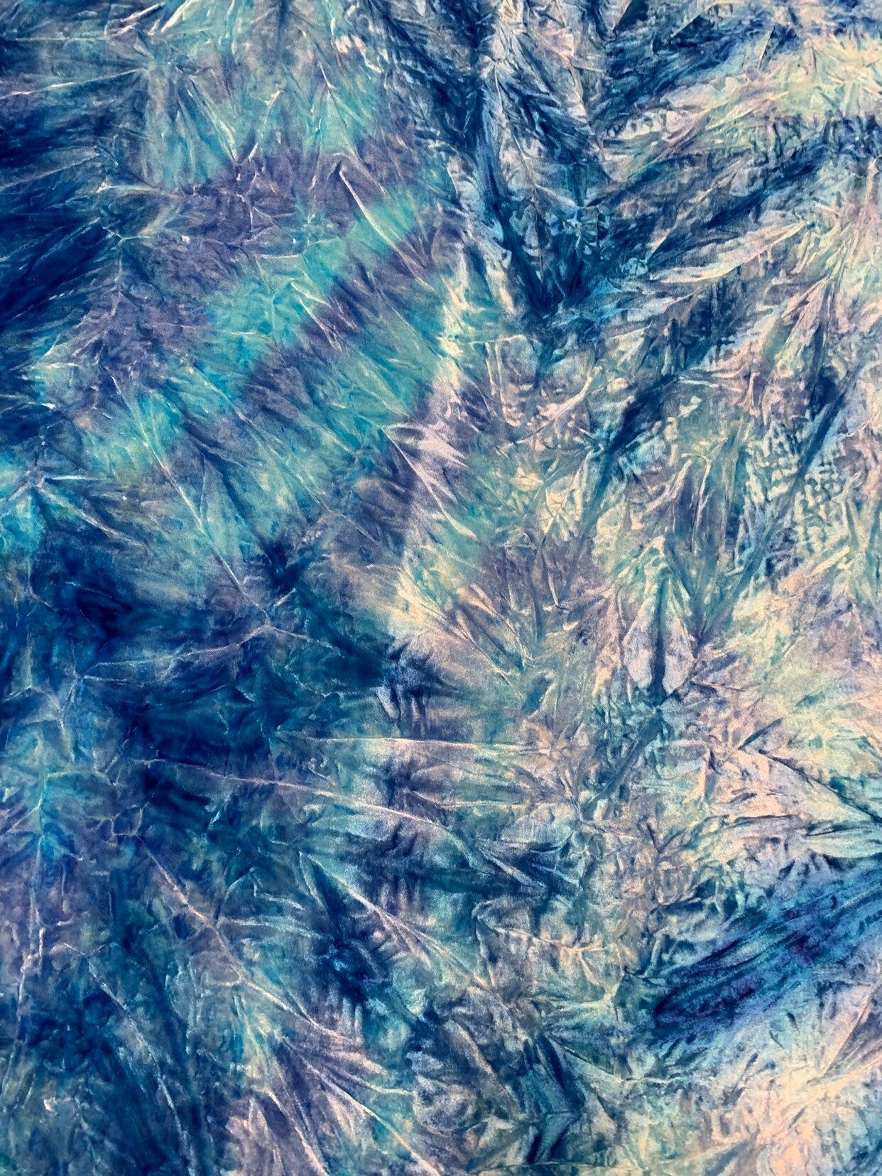 New heavy Stretch velvet tie dye print Poly Spandex 58/60" Sold by the YD. Ships worldwide from Los Angeles California USA.